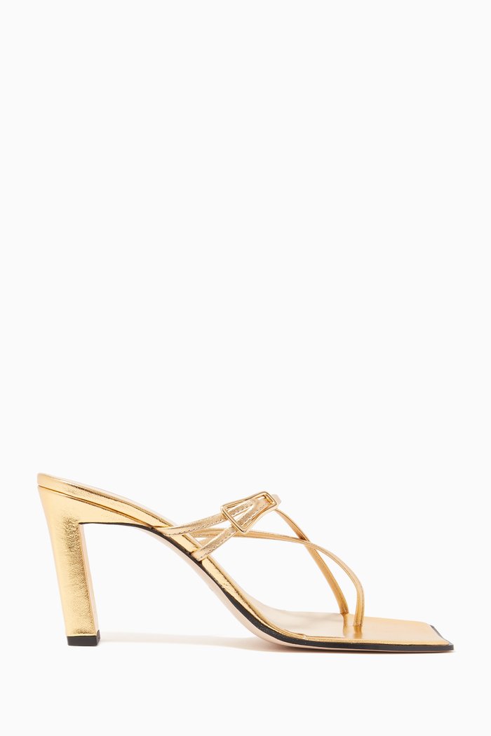 

Yara Thong Sandals in Metallic Leather, Gold