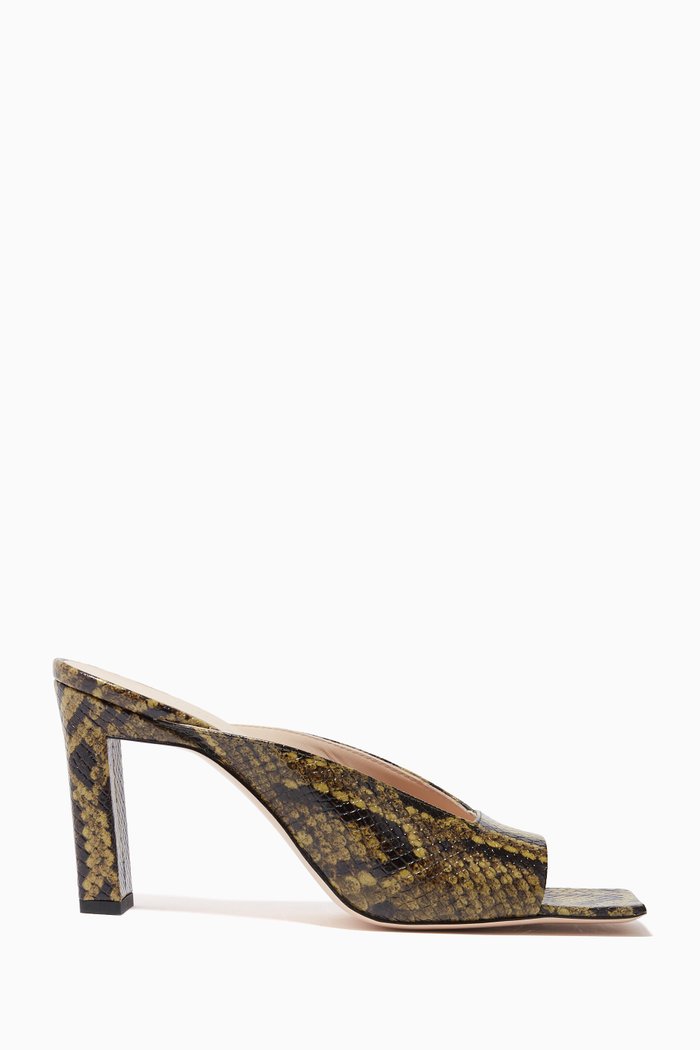 Isa Sandals in Snakeskin-embossed Leather, Green