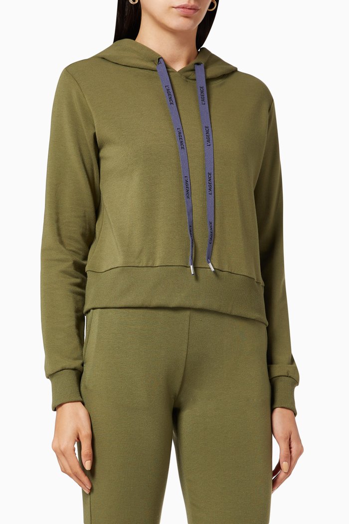 Elle Jersey Hoodie Sweatshirt, Brown