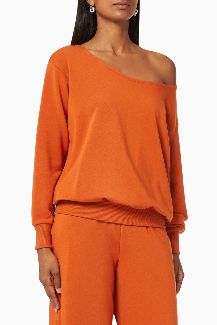 Kimora Cotton Mondal Off Shoulder Top, Orange