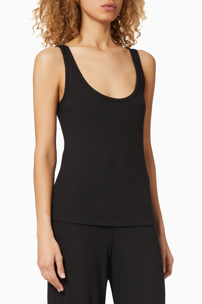 

Iman Rib Knit Tank Top, Black