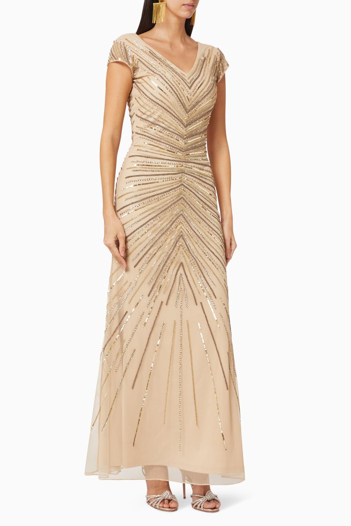 

Embellished Tulle Dress, Gold