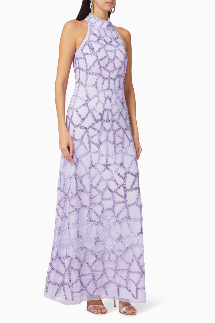 

Beaded Halterneck Gown, Purple