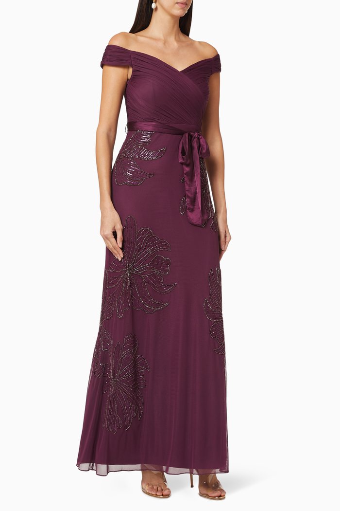 

Floral Embroidered Dress, Purple