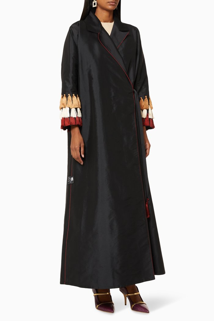 

Tassel Coat Style Abaya, Black
