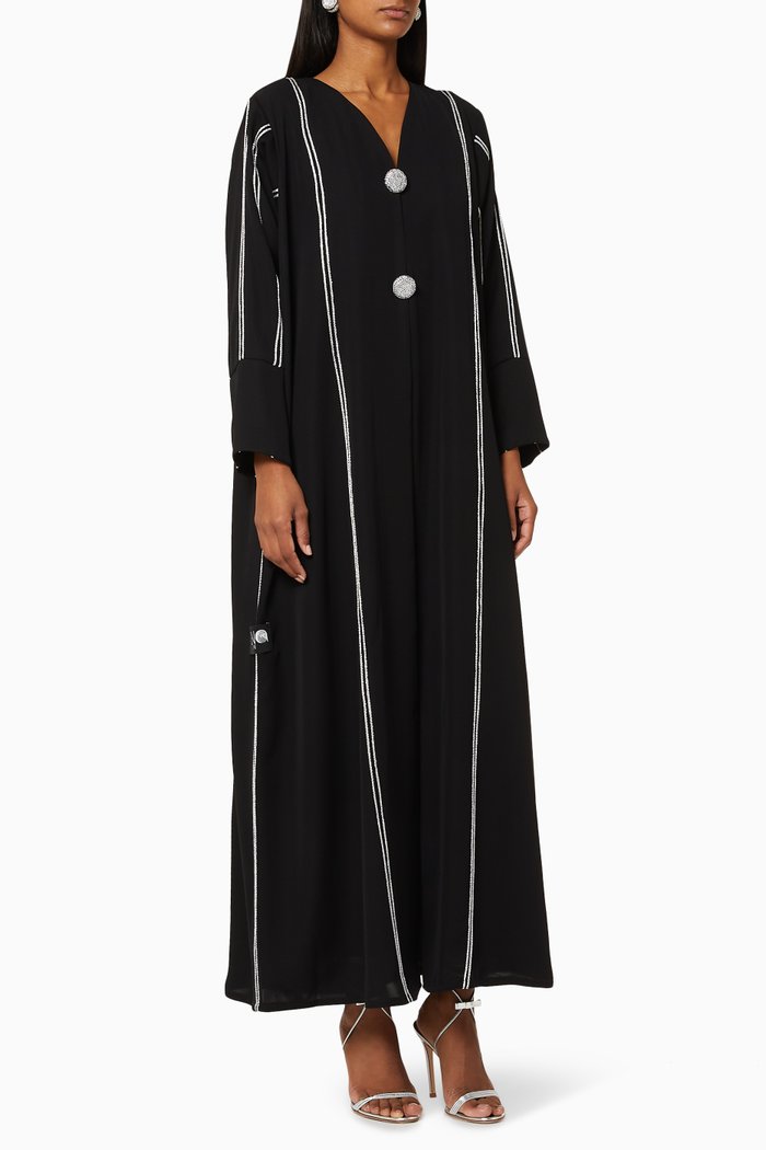 

Crystal Beaded Abaya, Black