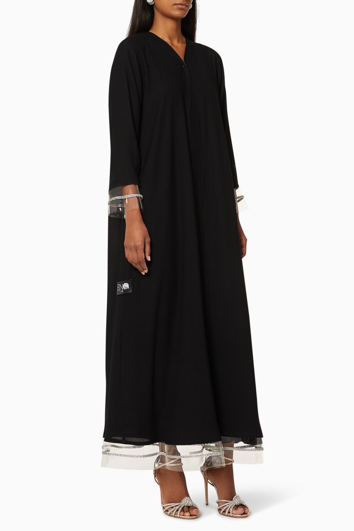 

Crystal Perspex Trim Abaya, Black