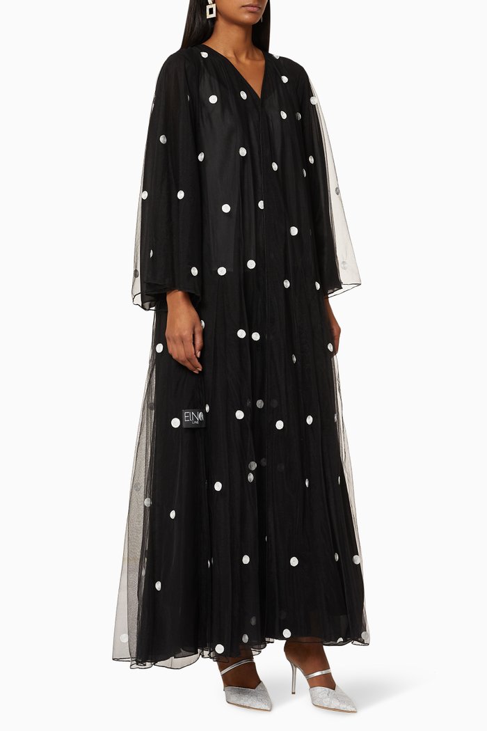 

Polka Dot Tulle Abaya, Black