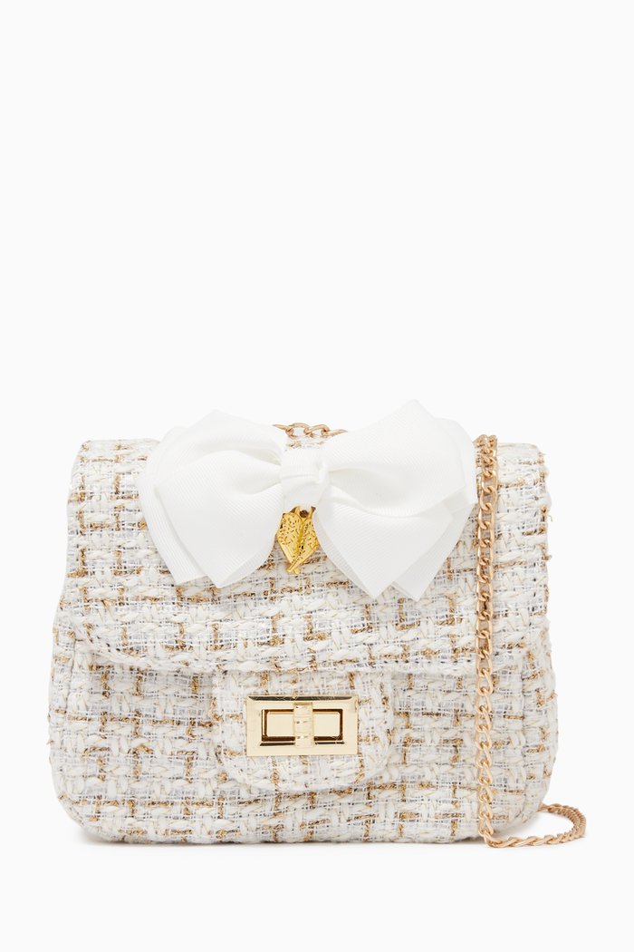 

Cheryl Textured Tweed Bag, Neutral