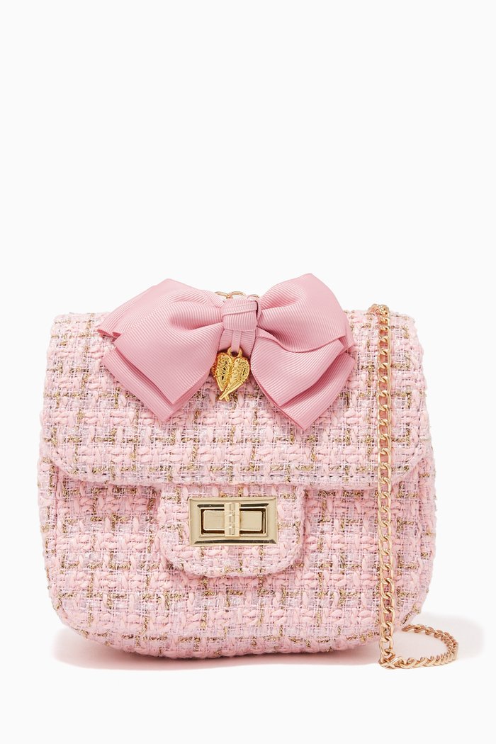 

Cheryl Textured Tweed Bag, Pink