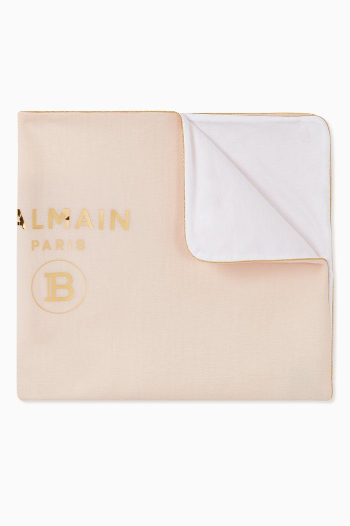 

Balmain Logo Cotton Blanket, Pink