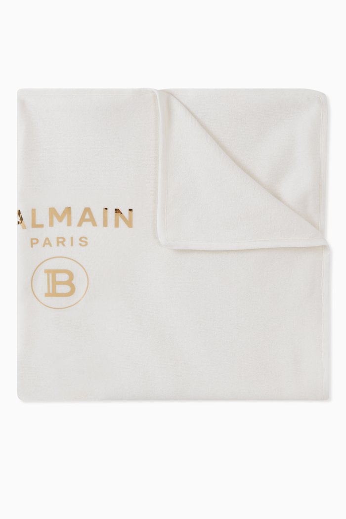 

Balmain Logo Cotton Blanket, White
