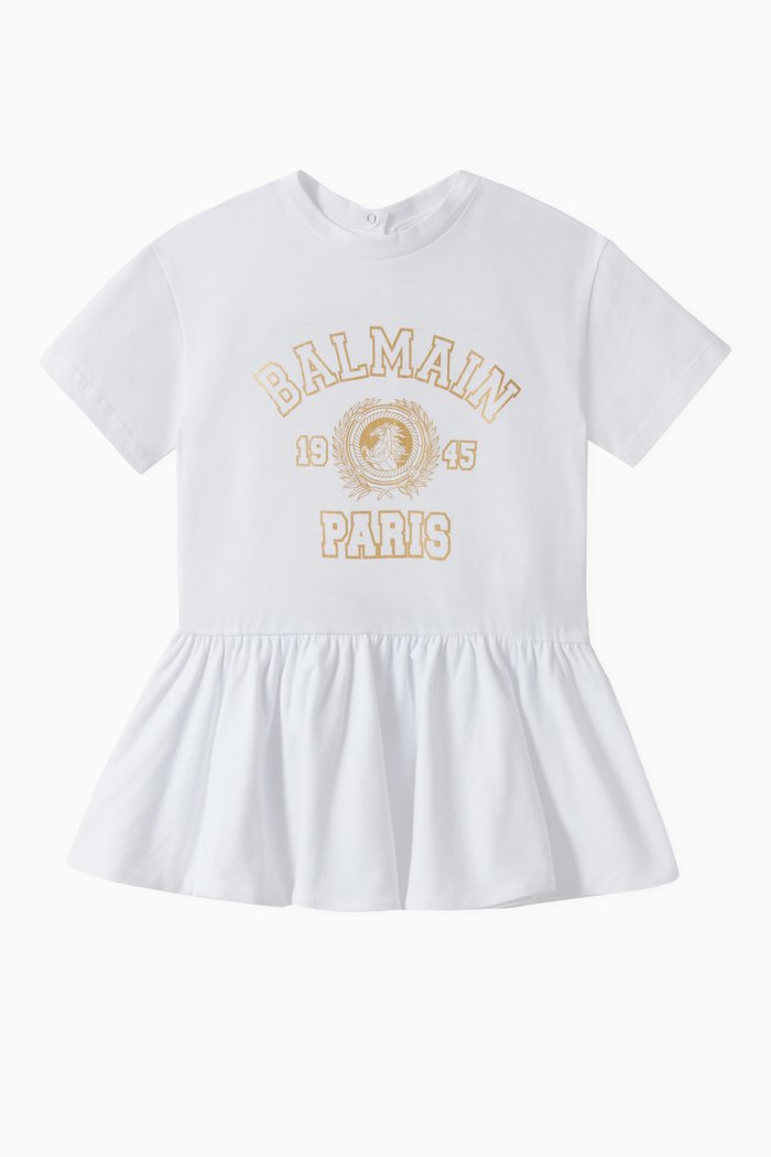 

Foil Logo Dress in Cotton, White