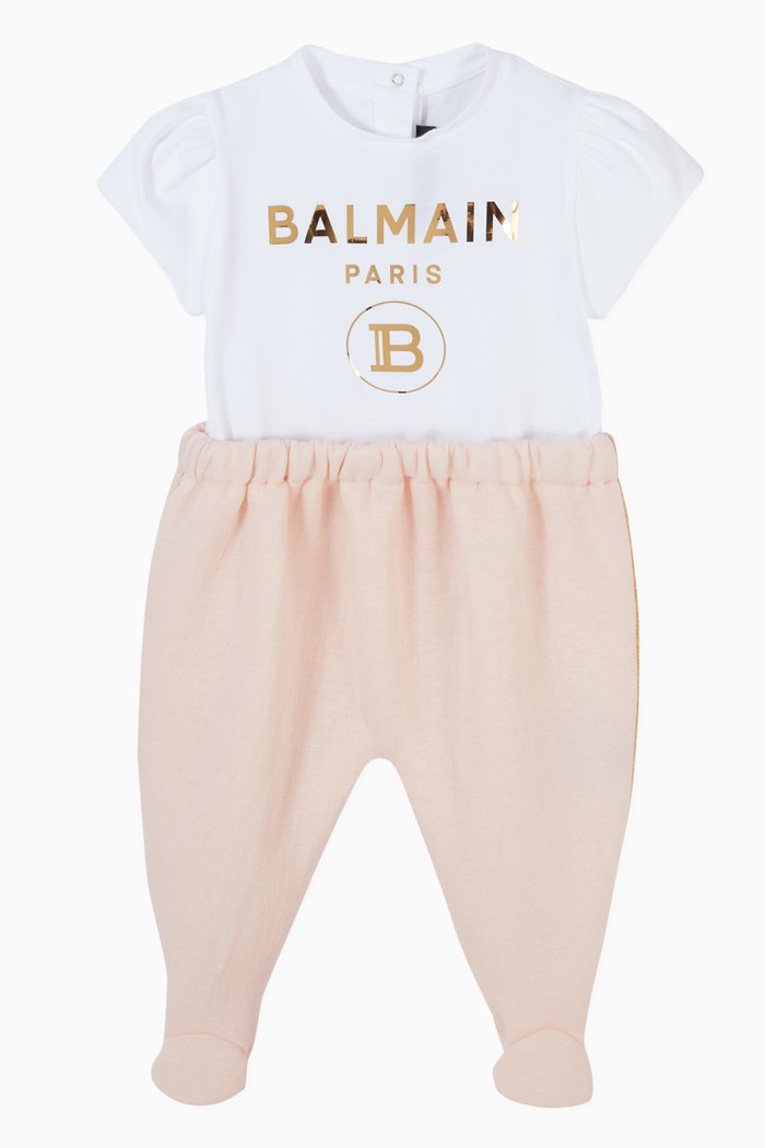 

Logo Print Pyjamas in Cotton Blend, Pink