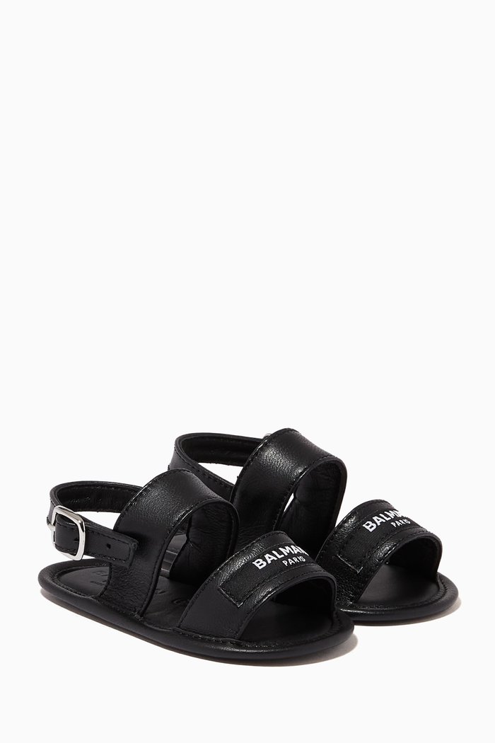 

Parallel Band Sandals in Leather, Black