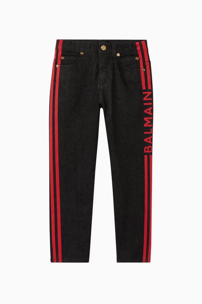 

Side Stripe Denim Jeans, Black