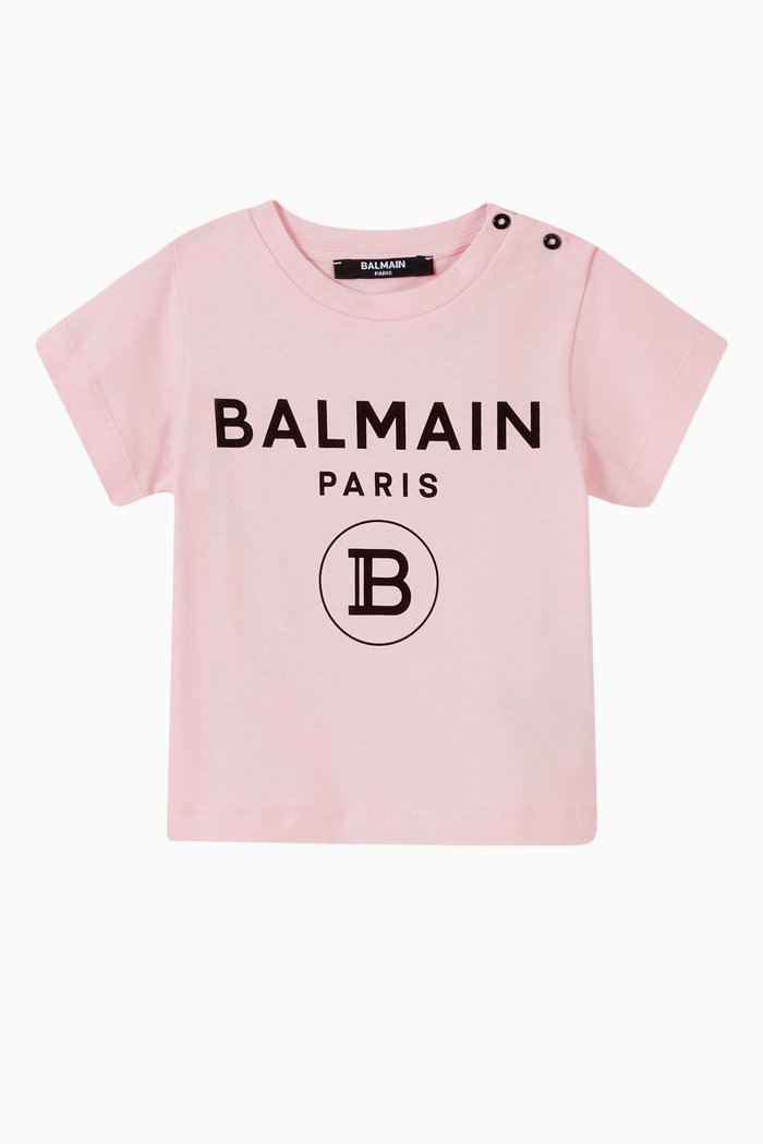 Logo Print T-Shirt in Cotton, Pink