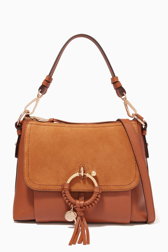 

Small Joan Crossbody Bag in Grained & Suede Cowhide, Brown