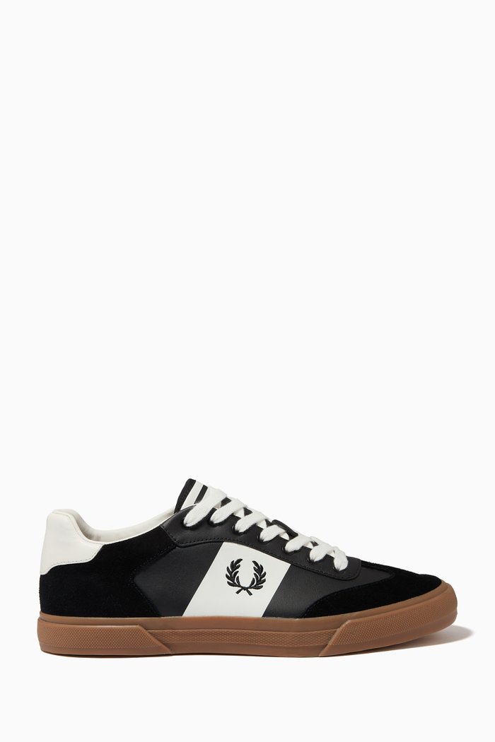 

Clay Plimsolls in Leather and Suede, Black