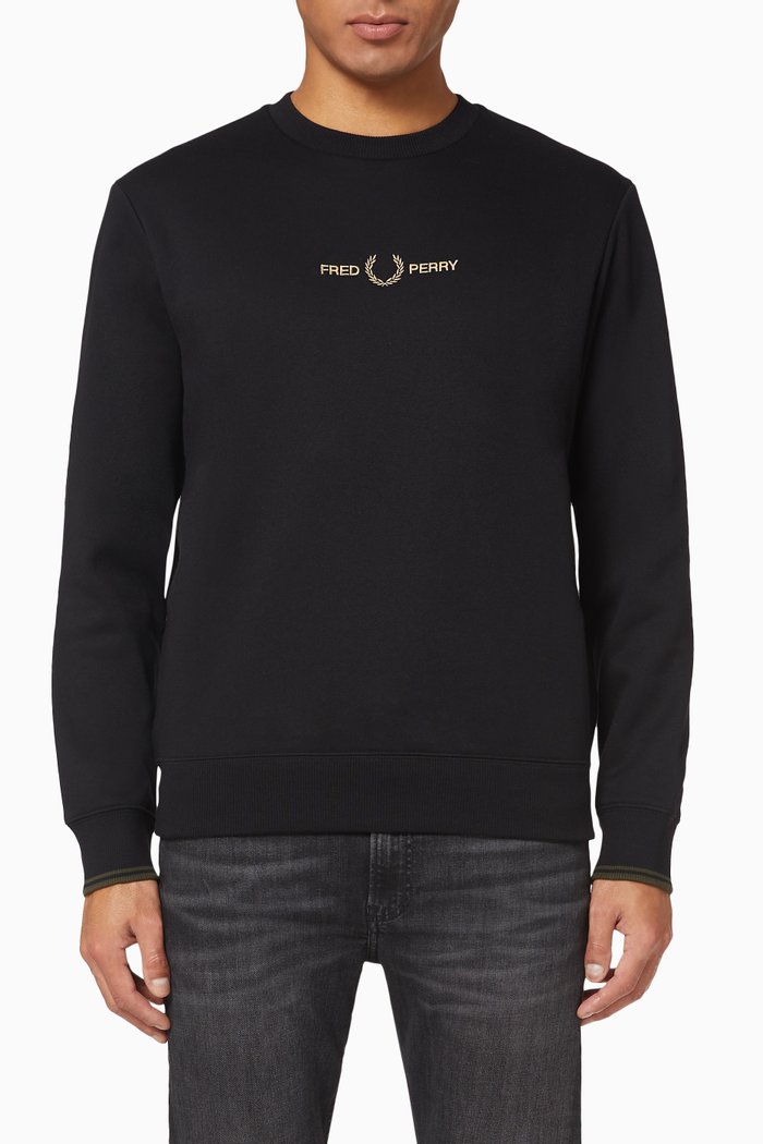 Graphic Fleece Jersey Sweatshirt, Black
