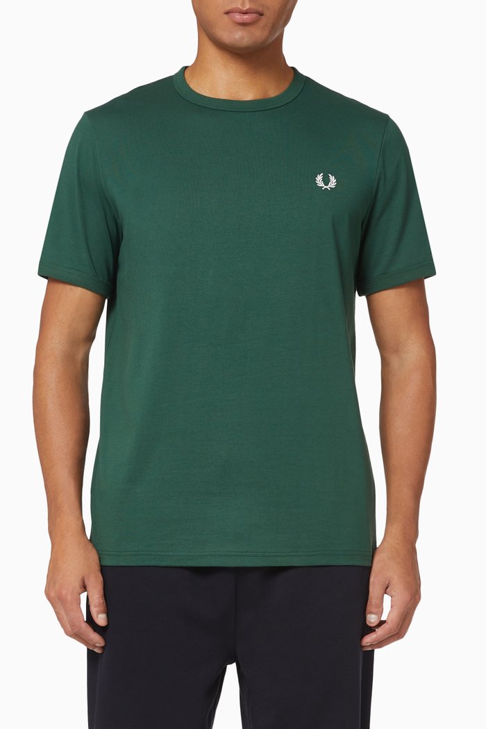 

Ringer Cotton T-Shirt, Green