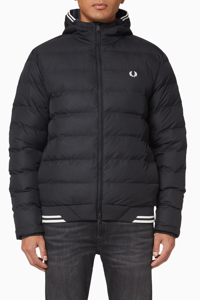 

Hooded Insulated Nylon Jacket, Black