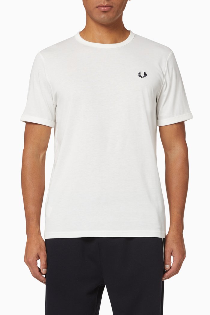 Ringer Cotton T-Shirt, White