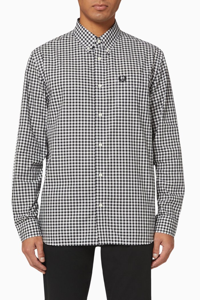 

Gingham Cotton Shirt, Black