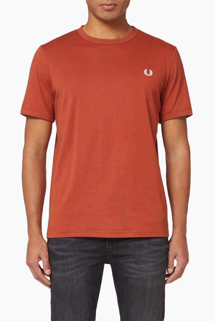 Ringer Cotton T-Shirt, Red