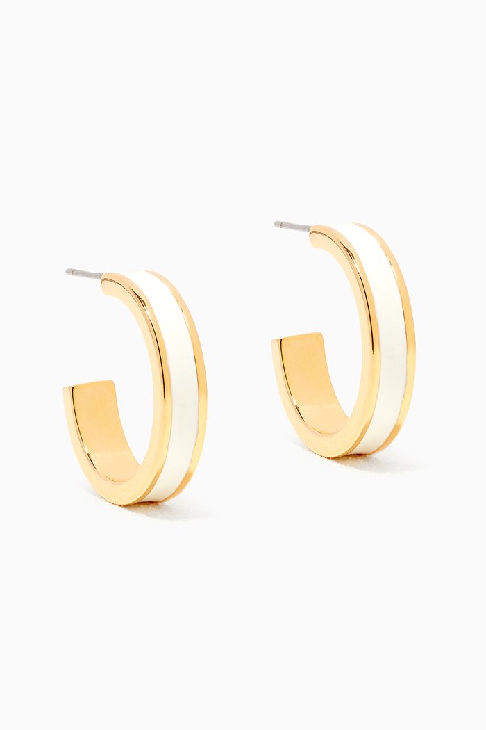

Small Hoop Enamel Earrings, White
