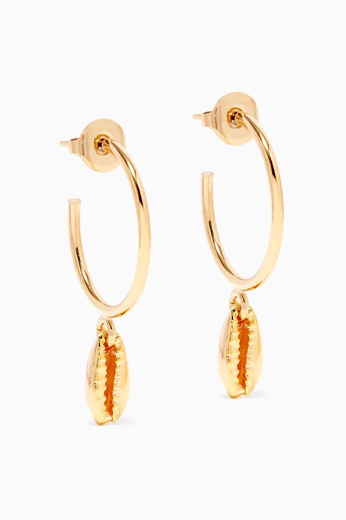 

Shell Pendant Hoop Earrings, Gold