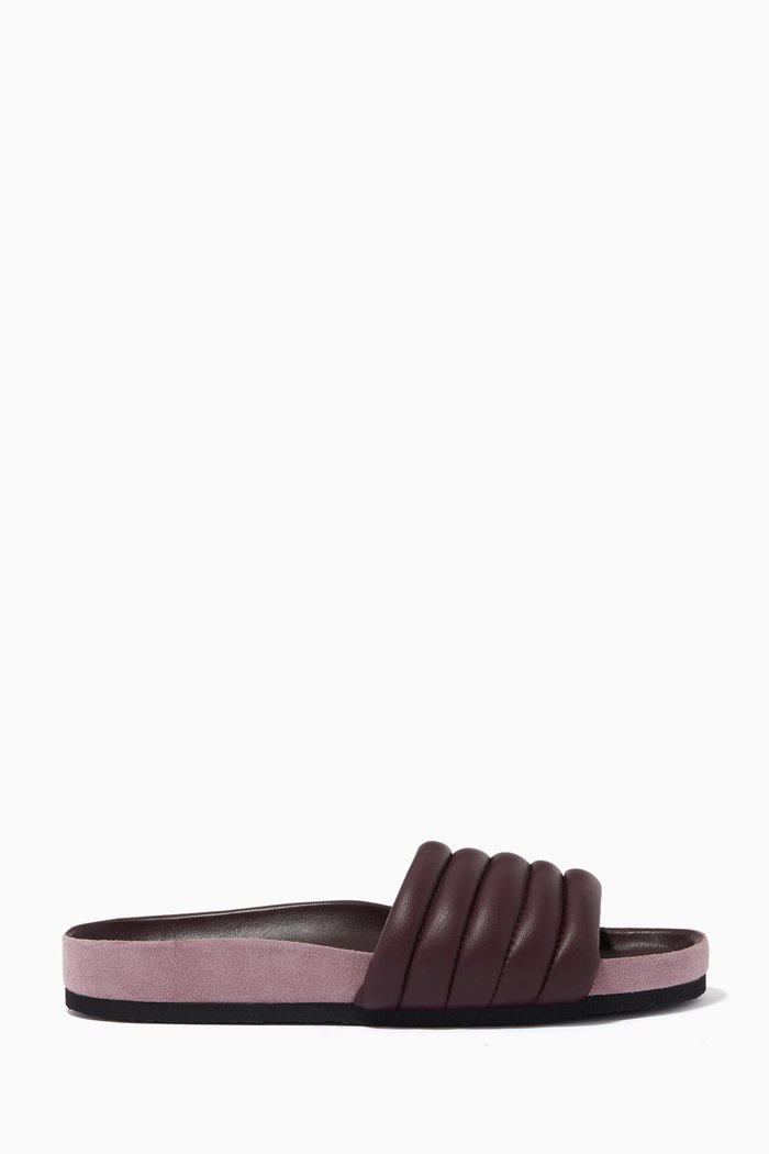 

Hellea Sliders in Lambskin Leather, Burgundy