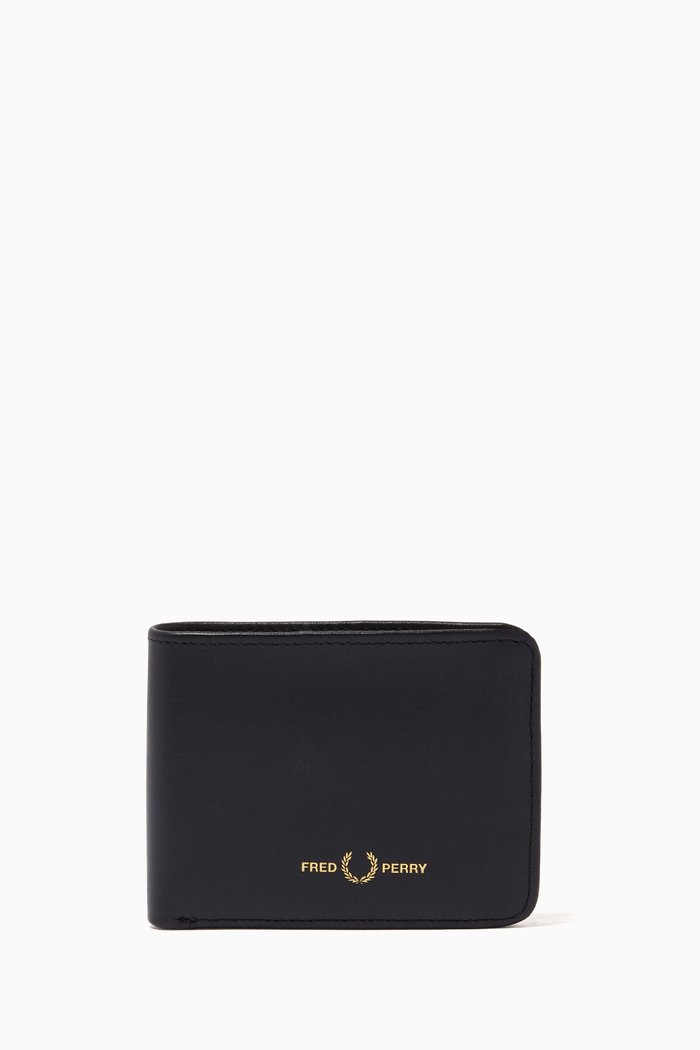 Graphic Billfold Wallet in Matt Leather, Black