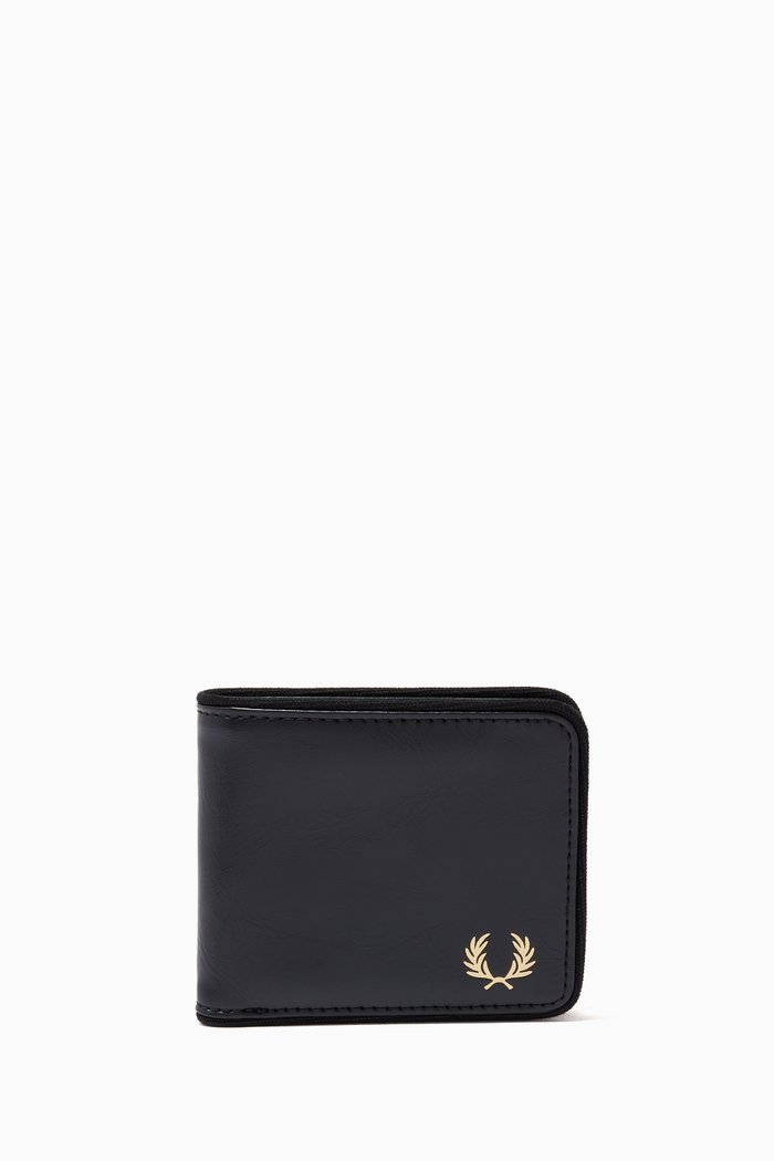 

Tonal Billfold Wallet in Faux Leather, Black