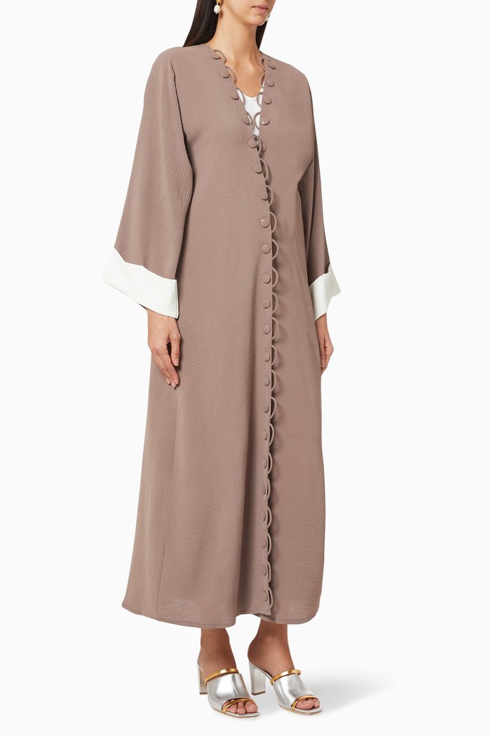 

Embroidered Abaya Set, Brown