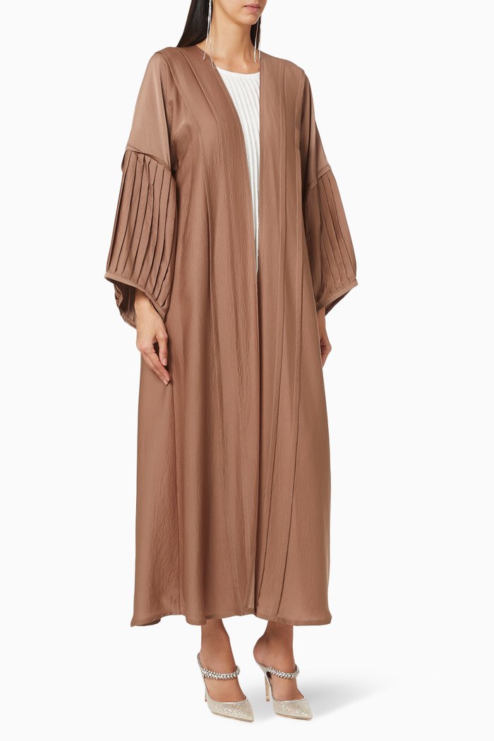 

Pleated Abaya Set, Brown