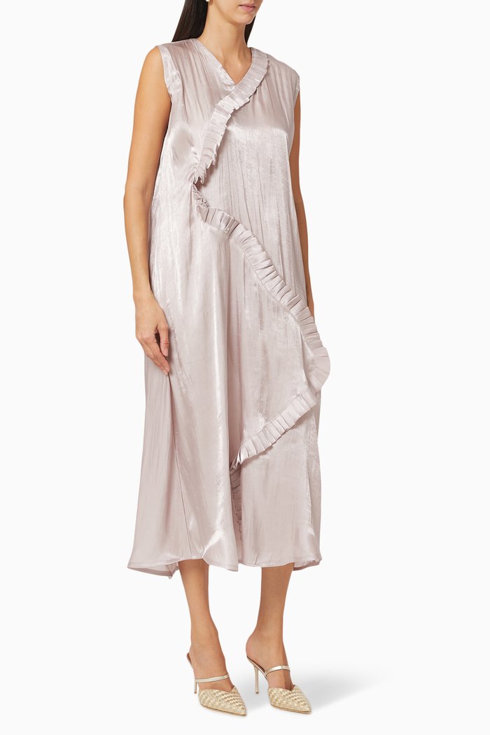 

Asymmetric Frill Dress, Pink