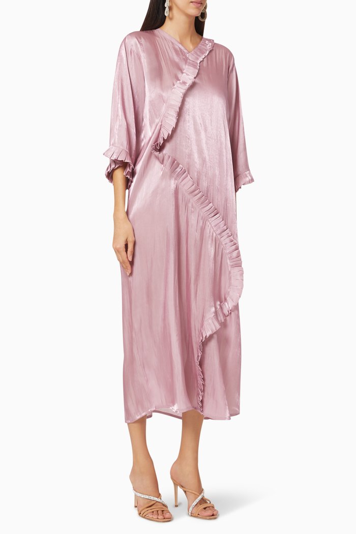 

Asymmetric Frill Dress, Purple