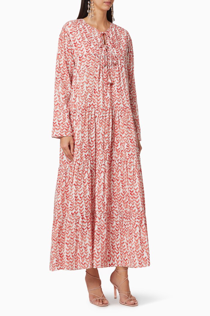 

Dahlia Floral Kaftan Set, Red