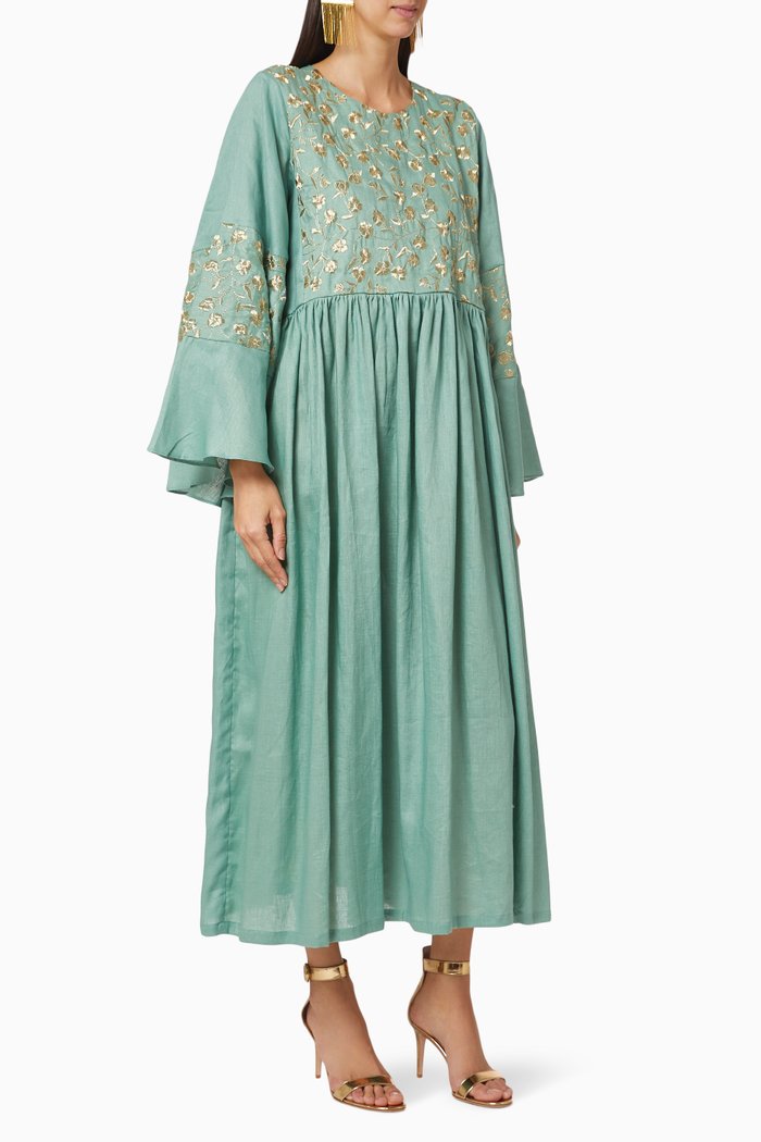 

Floral Embroidered Kaftan, Blue