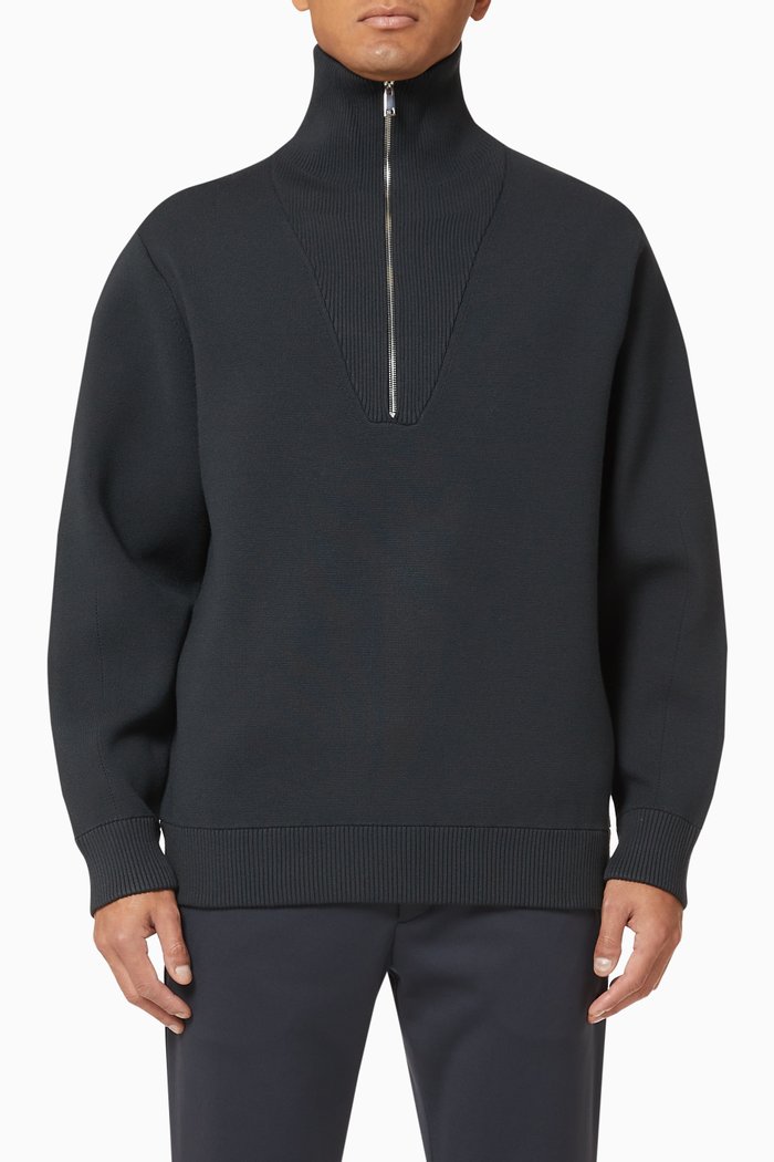 

Quarter-Zip Sweater in Fine Bilen, Blue
