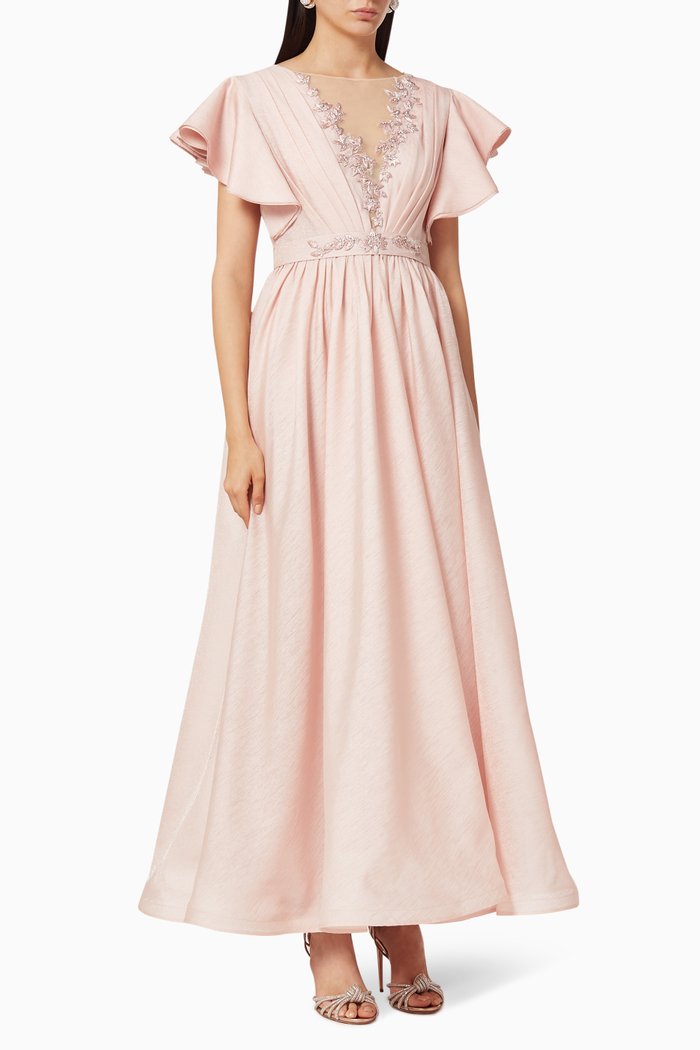 

Hand Embroidered Dress, Pink