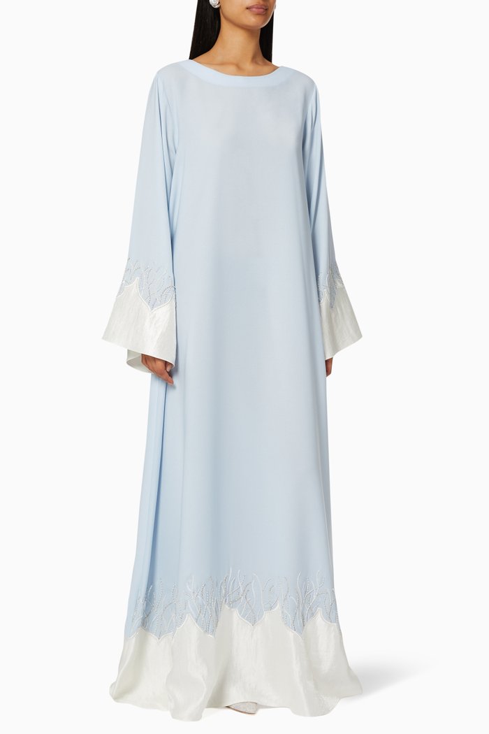 

Two-Tone Embellished Jalabiya & Hijab Set, Blue
