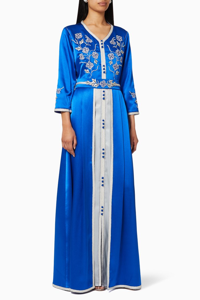 

Hand Embroidered Moroccan Dress, Blue