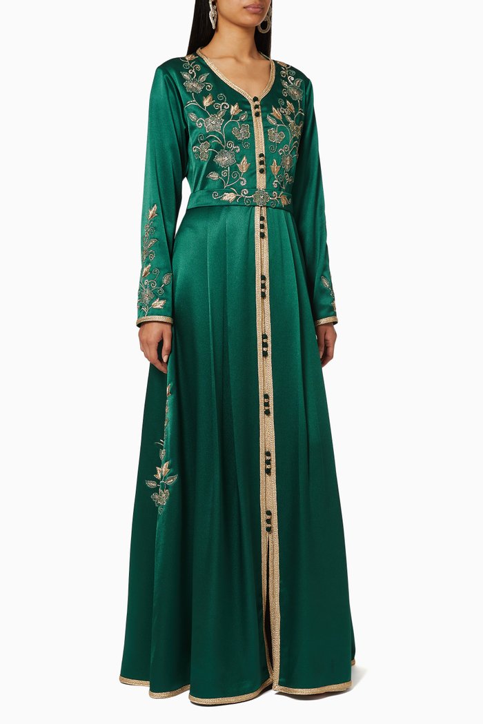 

Hand Embroidered Moroccan Dress, Green