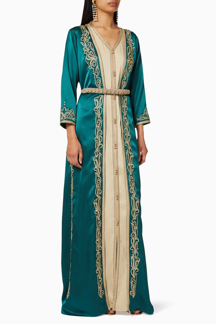 

Hand Embroidered Moroccan Dress, Green