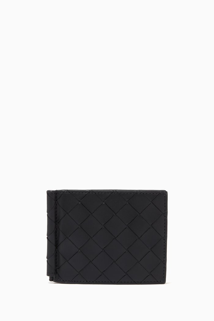 

Bi-fold Wallet in Intrecciato Calfskin, Black