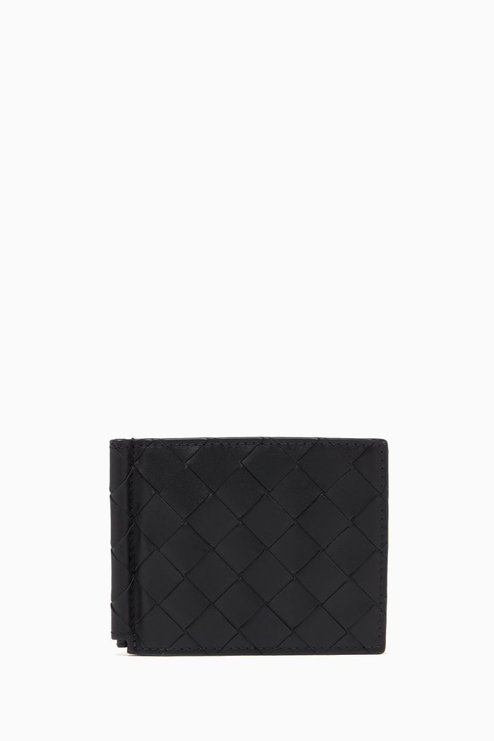 

Bi-Fold Wallet in Intrecciato Calfskin, Black