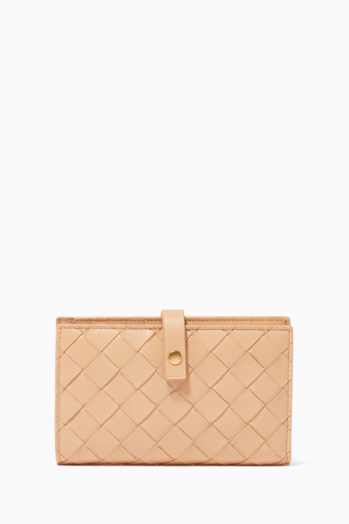 

French Wallet in Intrecciato Nappa, Neutral