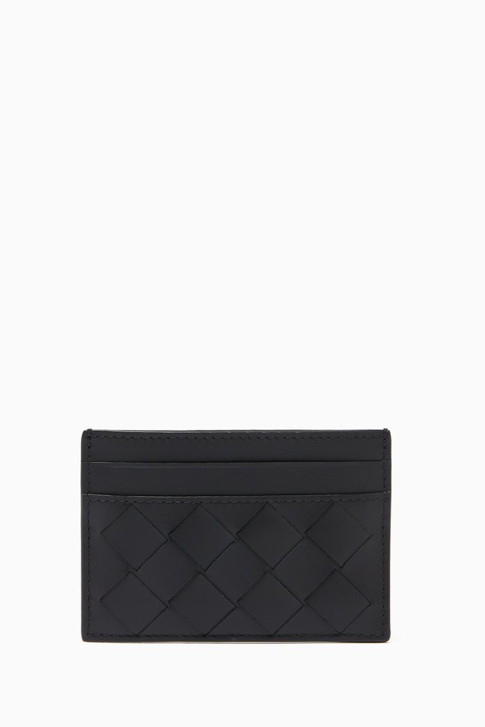 

Intrecciato Card Case in Calfskin, Black